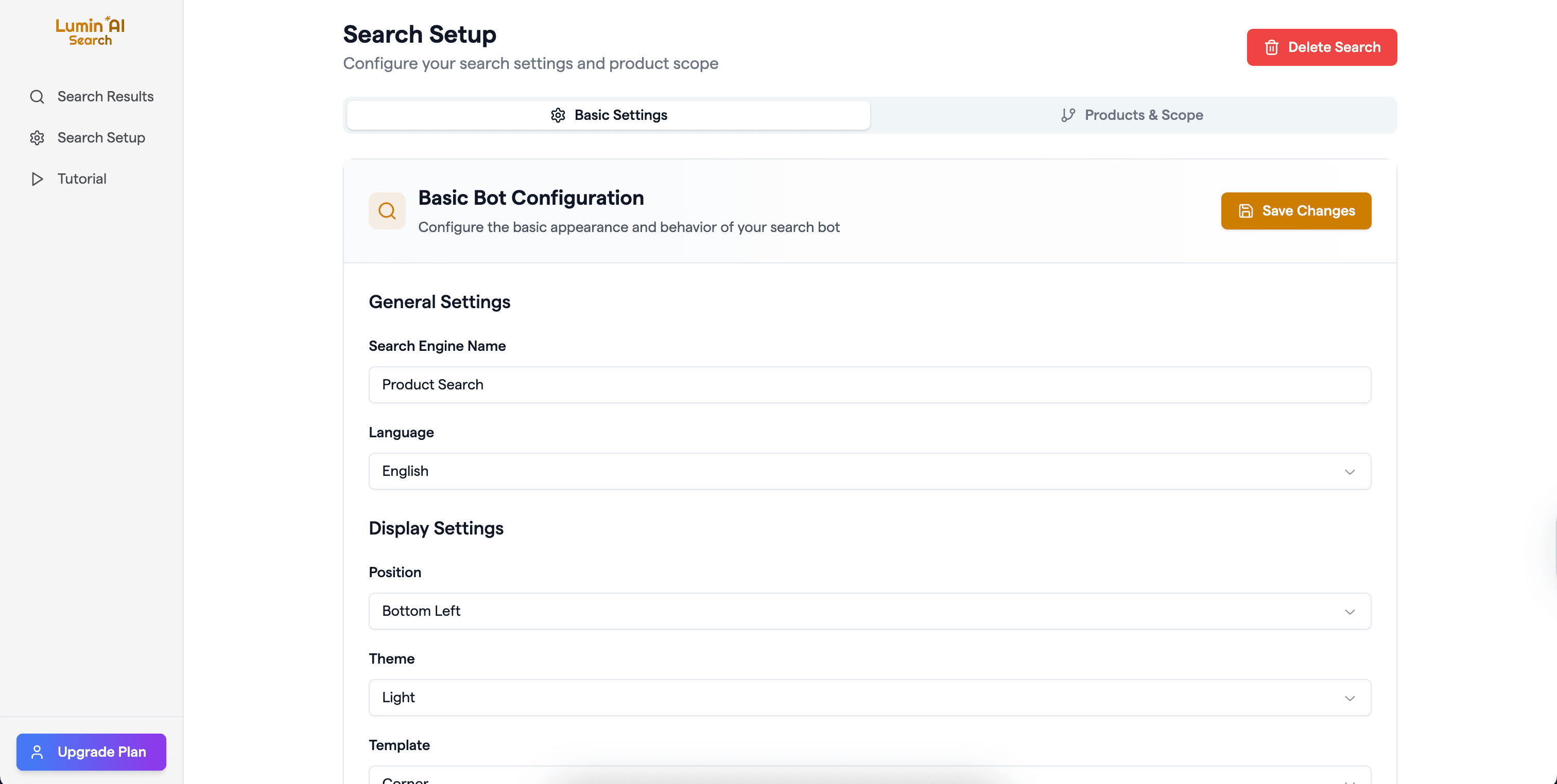 Second Project image Lumin Search