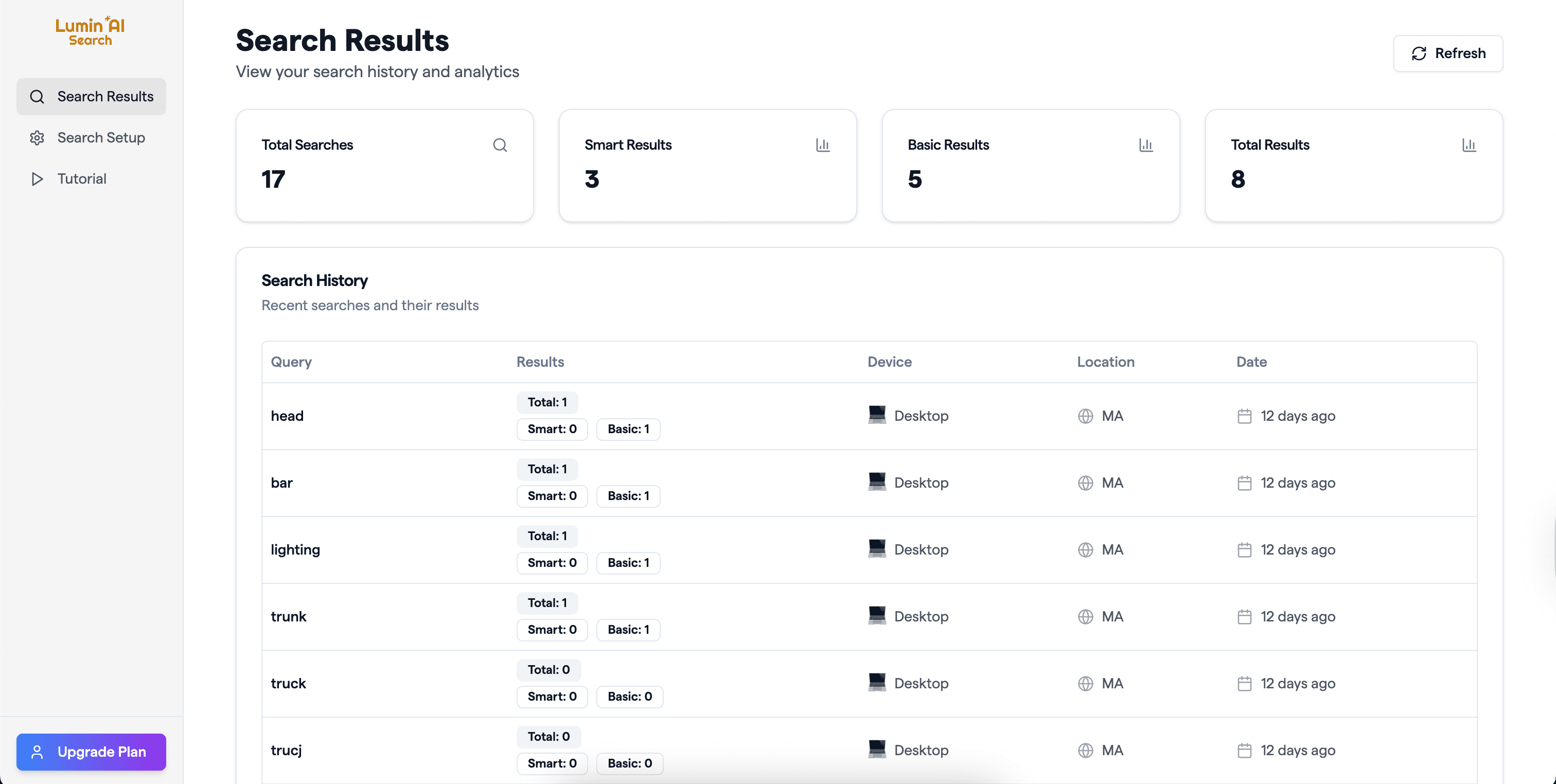 Third Project image Lumin Search