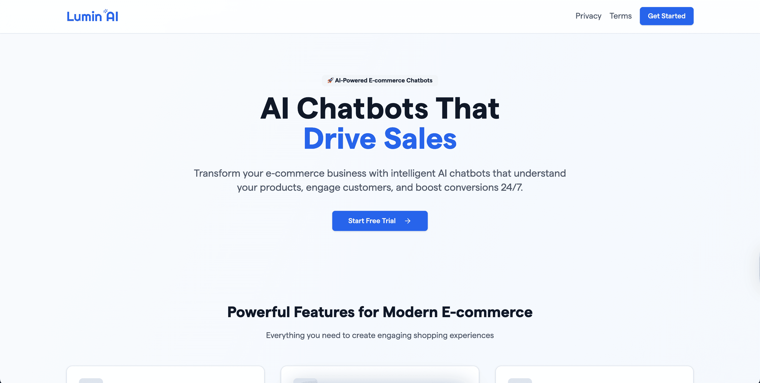 Lumin AI - E-commerce Chatbot Platform